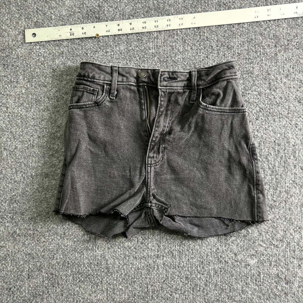 Hollister Jean Shorts Womens Size 00R Black Ultra High-Rise Dad Cutoff Stretch